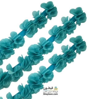 گل حریر ساتن سایز بزرگ آبی فیروزه ای