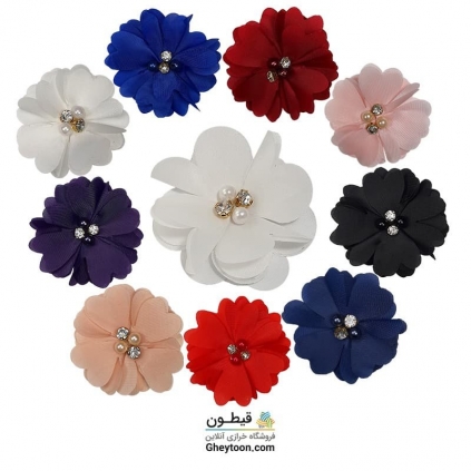 گل حریر نگین و مروارید دار تک