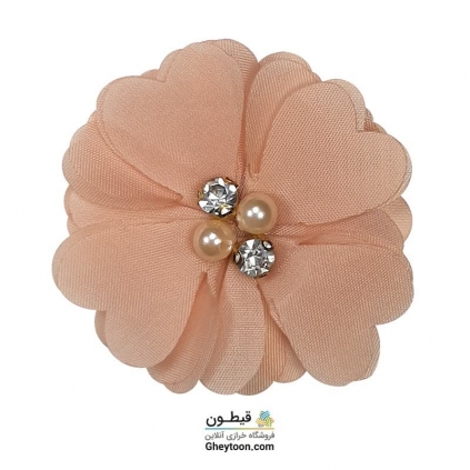 گل حریر نگین و مروارید دار تک