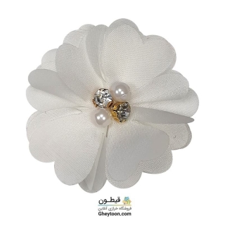 گل حریر نگین و مروارید دار تک