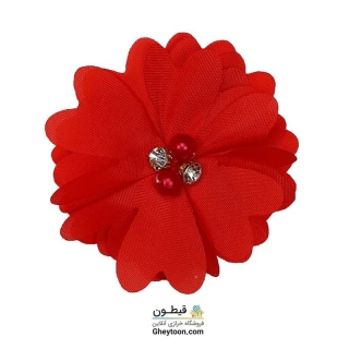 گل حریر نگین و مروارید دار تک