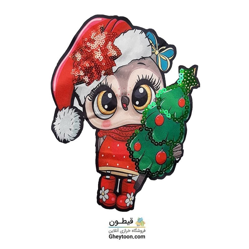 تکه دوزی عروسکی چراغدار جغد کریسمس