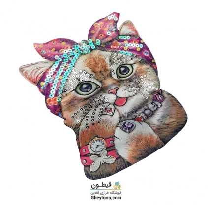 تکه دوزی عروسکی چراغ دار و موزیکال با صدای گربه مدل 003