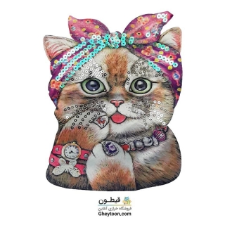 تکه دوزی عروسکی چراغ دار و موزیکال با صدای گربه مدل 003