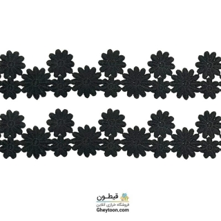 نوار گیپور شکوفه سه سایز مشکی