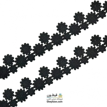 نوار گیپور شکوفه سه سایز مشکی
