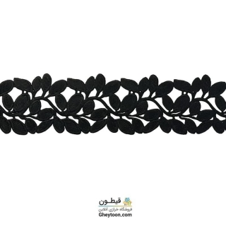 نوار گیپور نخ پنبه ترک برگی برگی 7سانتی متری مشکی (دوطرف صاف)