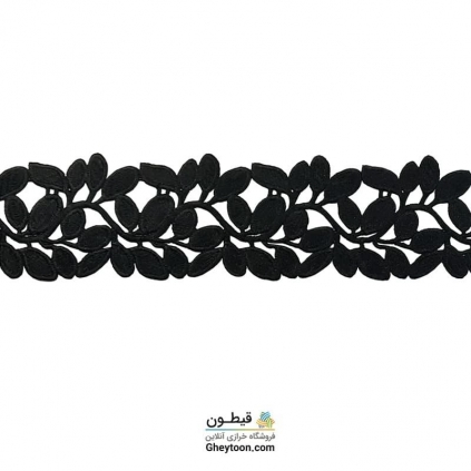 نوار گیپور نخ پنبه ترک برگی برگی 7سانتی متری مشکی (دوطرف صاف)