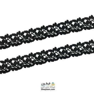 نوار گیپور نخ پنبه ترک برگی برگی 7سانتی متری مشکی (دوطرف صاف)