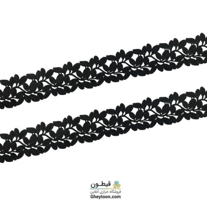 نوار گیپور نخ پنبه ترک برگی برگی 7سانتی متری مشکی (دوطرف صاف)