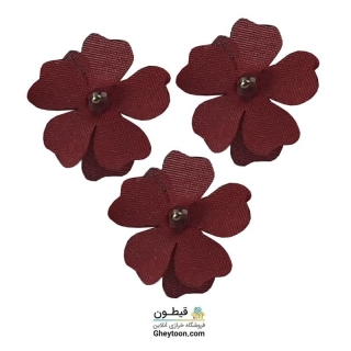 گل ریز دو لایه برجسته کریستال دار (مروارید کوچک) زرشکی تیره