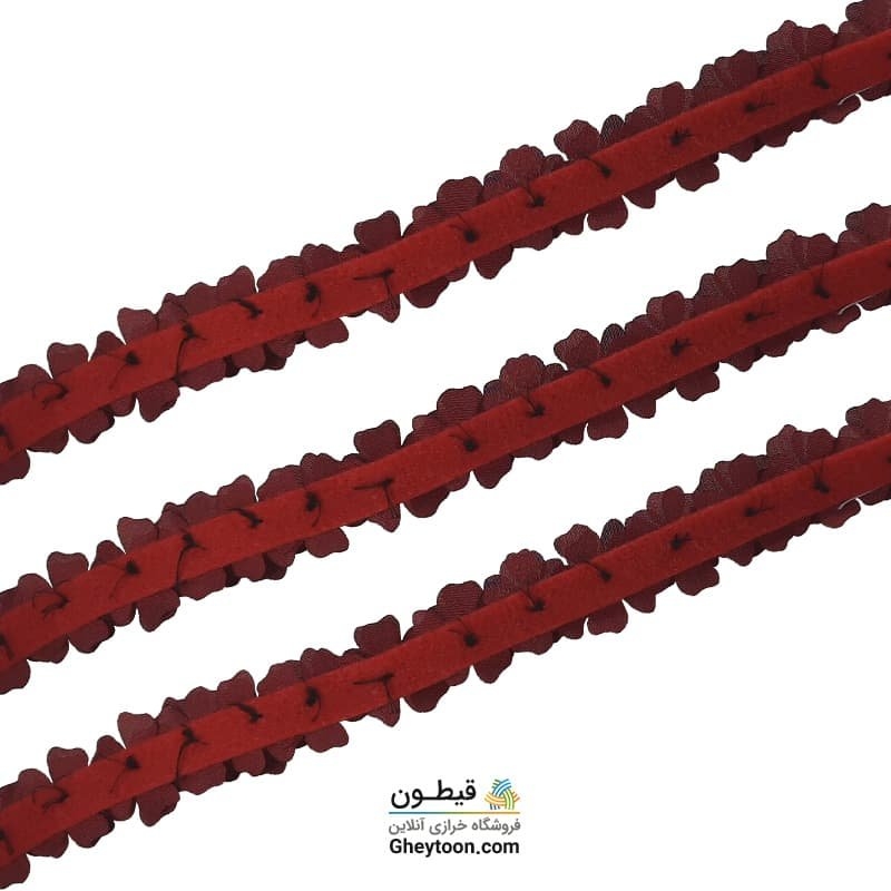 گل ریز دو لایه برجسته کریستال دار (مروارید کوچک) زرشکی تیره