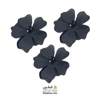 گل ریز دو لایه برجسته کریستال دار (مروارید کوچک) طوسی تیره