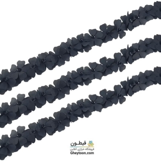 گل ریز دو لایه برجسته کریستال دار (مروارید کوچک) طوسی تیره