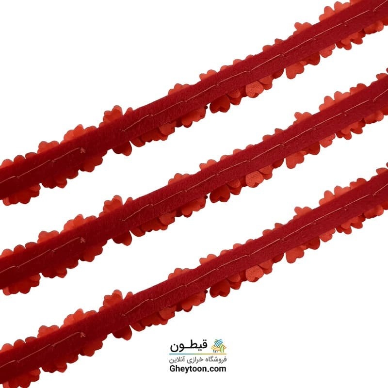 گل ریز دو لایه برجسته کریستال دار (مروارید کوچک) قرمز