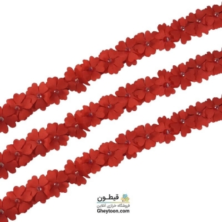 گل ریز دو لایه برجسته کریستال دار (مروارید کوچک) قرمز