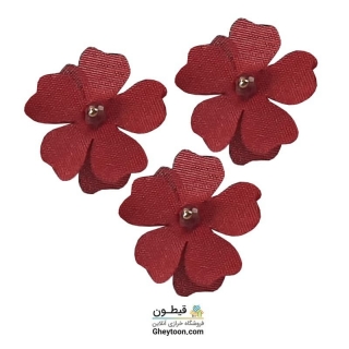 گل ریز دو لایه برجسته کریستال دار (مروارید کوچک) زرشکی روشن