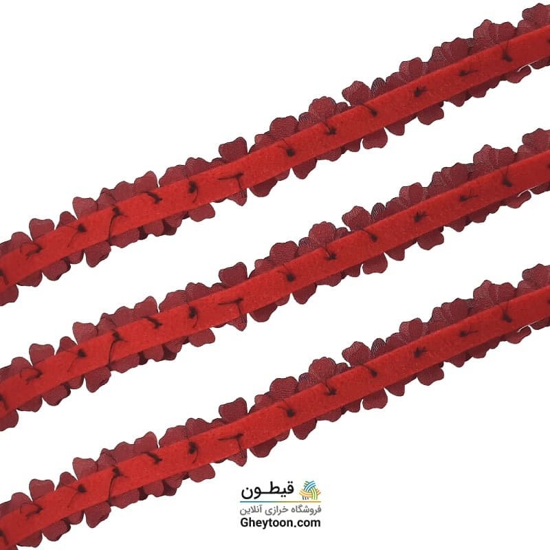 گل ریز دو لایه برجسته کریستال دار (مروارید کوچک) زرشکی روشن