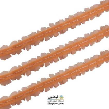 گل ریز دو لایه برجسته کریستال دار (مروارید کوچک) گلبهی روشن با کریستال صورتی