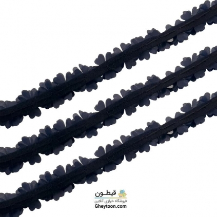 گل ریز دو لایه برجسته کریستال دار (مروارید کوچک) سرمه ای