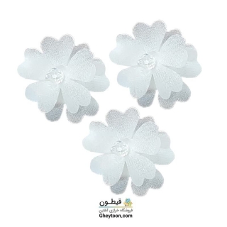 گل ریز دو لایه برجسته کریستال دار (مروارید کوچک) سفید