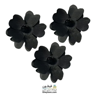 گل ریز دو لایه برجسته کریستال دار (مروارید کوچک) مشکی