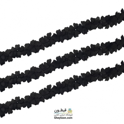 گل ریز دو لایه برجسته کریستال دار (مروارید کوچک) مشکی