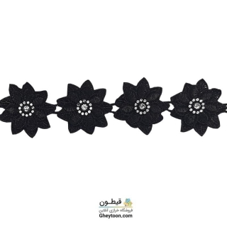 نوار گل گیپور و حریر نگین پلاستیکی