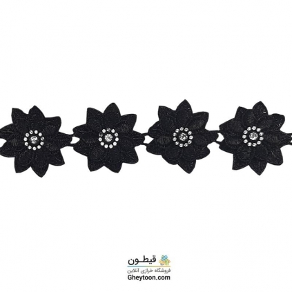 نوار گل گیپور و حریر نگین پلاستیکی