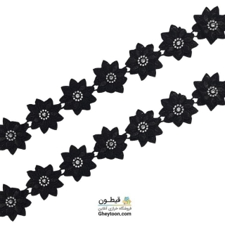 نوار گل گیپور و حریر نگین پلاستیکی