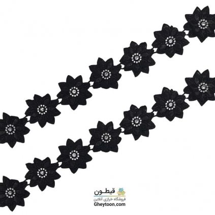 نوار گل گیپور و حریر نگین پلاستیکی