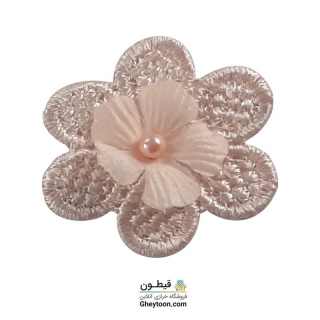 نوار گل گلبهی گیپور مروارید دار