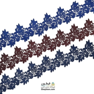 نوار گیپور نخ پنبه گل و برگ رنگی مدل 001