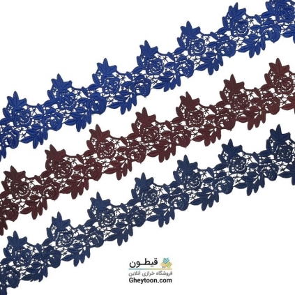 نوار گیپور نخ پنبه گل و برگ رنگی مدل 001
