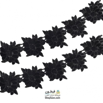 نوار گل رز گلدوزی برگ دار متری