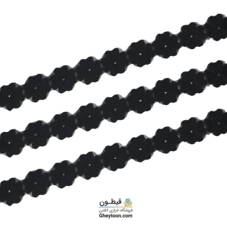 نوار گل شکوفه نگین دار ریز مشکی