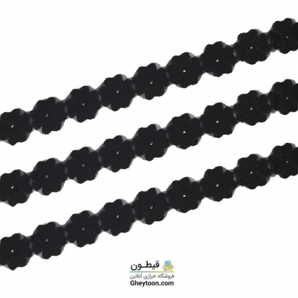 نوار گل شکوفه نگین دار ریز مشکی