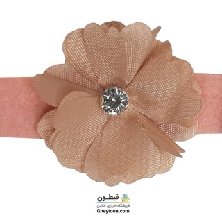 نوار گل حریر جنس ساتن کوچک نگین دار گلبهی