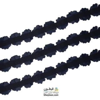 نوار گل حریر جنس ساتن کوچک نگین دار سرمه ای