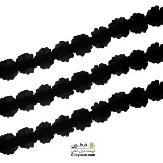 نوار گل حریر جنس ساتن کوچک نگین دار مشکی