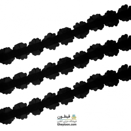 نوار گل حریر جنس ساتن کوچک نگین دار مشکی