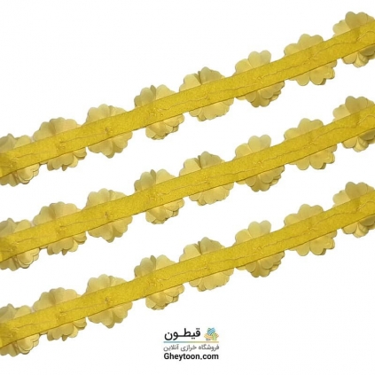 نوار گل حریر جنس ساتن کوچک نگین دار زرد