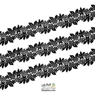 نوار گیپور ابریشمی دو ردیف گل و برگ ریز