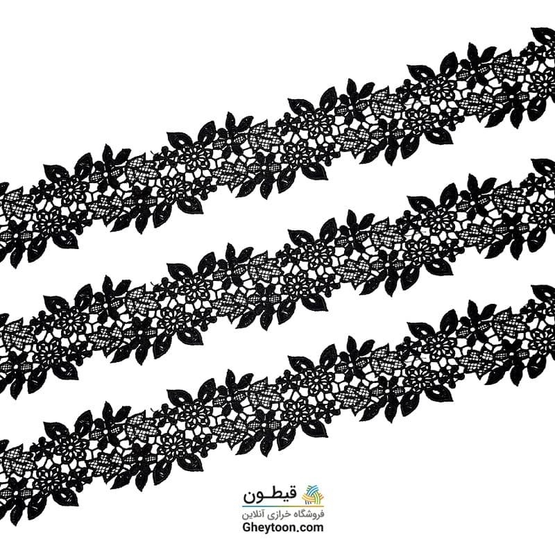 نوار گیپور ابریشمی دو ردیف گل و برگ ریز