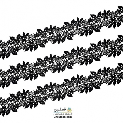 نوار گیپور ابریشمی دو ردیف گل و برگ ریز