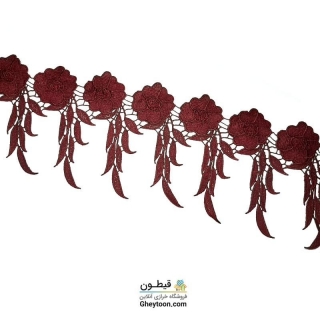 نوار گل گیپور برگ آبشاری بزرگ زرشکی