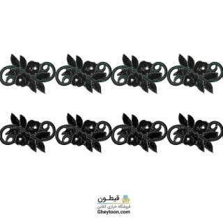 نوار و اپلیکه گل و برگ نگین اپلیکه ای حرارتی سبز