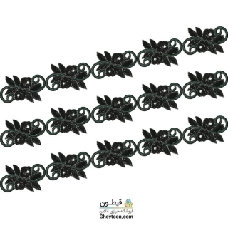 نوار و اپلیکه گل و برگ نگین اپلیکه ای حرارتی سبز