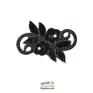 نوار و اپلیکه گل و برگ نگین اپلیکه ای حرارتی سبز