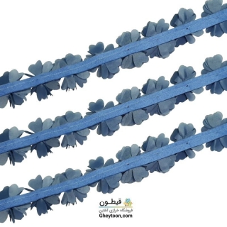 گل حریر جنس ساتن سایز کوچک متری آبی لی